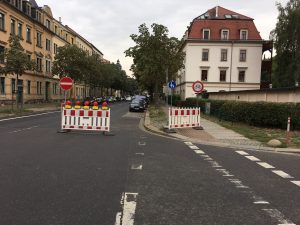 Absperrung Rehefelder und Leisniger Straße